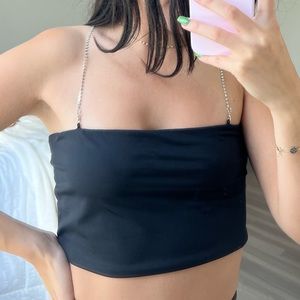 Garage Black crop top with Shiny straps